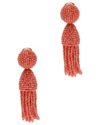 Oscar de la Renta | Red Short Tassle Earrings | Lyst