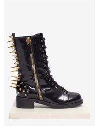 Giuseppe Zanotti | Black 'blok' Spike Back Lace-up Leather Boots | Lyst