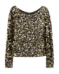 Lyst - Alice + olivia Sequined Stretchsilk Top in Black