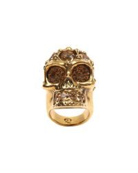 Alexander McQueen | Metallic Glory Crystal Skull Cocktail Ring | Lyst