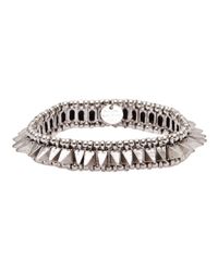 Philippe Audibert | Metallic 'lina' Crystal Milgrain Elastic Bracelet | Lyst