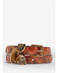 Alexander McQueen | Brown Skull-detailed Snake Wrap Bracelet | Lyst