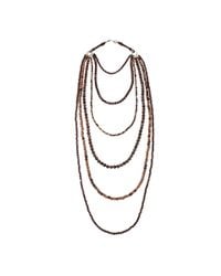 Brunello Cucinelli Brown Multi Strand Wood Necklace