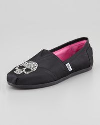 TOMS | Black Beaumont Skull Grosgrain Slip-on | Lyst