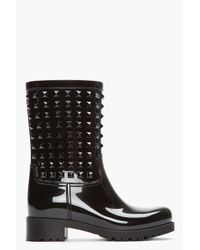 Valentino | Black Rockstud Patent Rainboots | Lyst