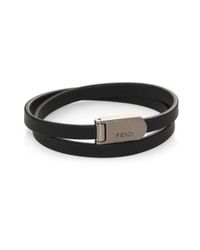 Fendi | Black Leather Wrap Bracelet for Men | Lyst