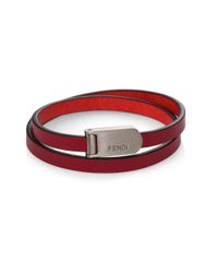 Fendi | Red Leather Wrap Bracelet for Men | Lyst
