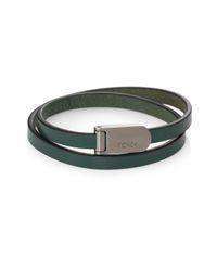 Fendi | Green Leather Wrap Bracelet for Men | Lyst