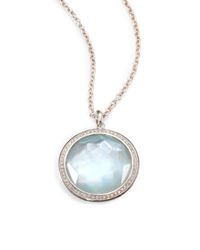 Ippolita | Stella Swiss Blue Topaz, Mother-of-pearl, Diamond & Sterling Silver Large Lollipop Doublet Penda | Lyst