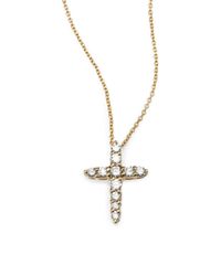 Roberto Coin | Metallic 18k Gold Diamond Cross Pendant Necklace | Lyst