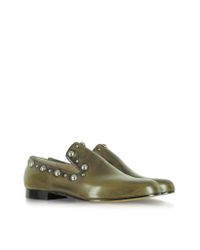 Marc Jacobs - Green Studded Calf Leather Loafer - Lyst
