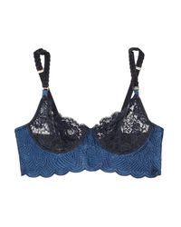 Stella McCartney | Blue Annie Picnicking Lace and Silksatin Bra | Lyst