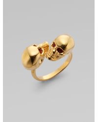 Alexander McQueen | Metallic Twin Skull Ring | Lyst