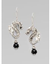 John Hardy | Black Chalcedony and Sterling Silver Dragon Earrings | Lyst