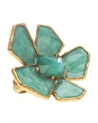 Oscar de la Renta | Green Large Resin Stone Flower Ring | Lyst