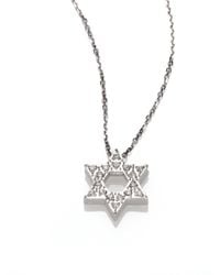 KALAN by Suzanne Kalan | Metallic White Sapphire and 14k White Gold Star Of David Necklace | Lyst