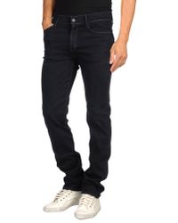 7 For All Mankind - Black Slimmy Luxe Performance Slim-fit Tapered Jeans for Men - Lyst