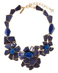 Oscar de la Renta | Blue Floral Bib Necklace | Lyst