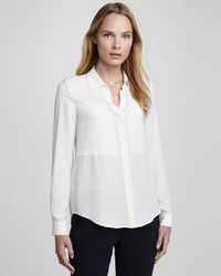 Theory | White Durlia Silk Blouse | Lyst