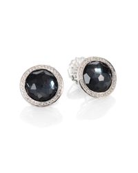 Ippolita | Black Stella Hematite, Mother-of-pearl, Diamond & Sterling Silver Doublet Stud Earrings | Lyst