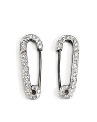Genevieve Jones | Rhodium White Safety Pin Earrings | Lyst