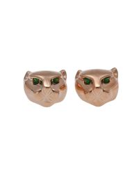 Anita Ko | Metallic Rose Gold and Tsavorite Panther Stud Earrings | Lyst
