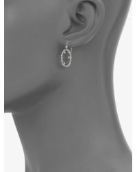 KALAN by Suzanne Kalan | White Sapphire & 14K White Gold Starburst Oval Drop Earrings | Lyst