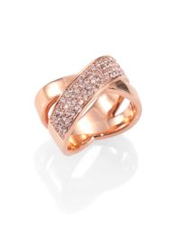 Michael Kors | Metallic Brilliance Statement Pavé Crisscross Ring/rose Goldtone | Lyst