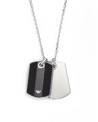 Emporio Armani | Metallic Dog Tag Pendant Necklace for Men | Lyst