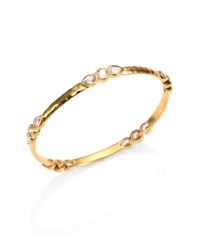 Mija | Metallic White Sapphire Hammered Bangle Bracelet | Lyst