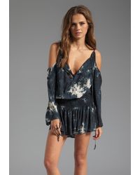 Blu moon Open Shoulder String Halter Dress in Black in Black (Shadow) | Lyst