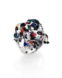 Delfina Delettrez | Black Sterling Silver & Enamel Frog Ring | Lyst