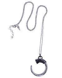 Rebecca Minkoff | Metallic Pave Horn Necklace - Silver/Black | Lyst
