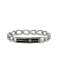 Emporio Armani - Metallic Stainless Steel and Black Enamel Mens Bracelet for Men - Lyst