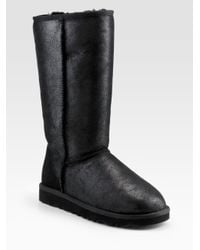 UGG | Black Classic Leather Tall Bomber Boots | Lyst