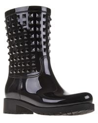 Valentino | Black Studded Rain Boot | Lyst