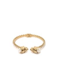 Alexander McQueen | Metallic Twin Skull Faux Pearl Bangle | Lyst
