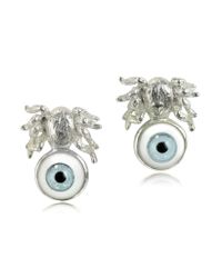 Bernard Delettrez - Metallic Silver Spider Earrings W/blue Eye - Lyst