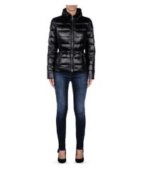 Armani Jeans | Black Down Jacket In Technical Fabric With Belted Waist | Lyst