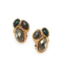 Alexis Bittar | Metallic Semiprecious Multistone Clipon Cluster Earrings | Lyst