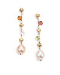 Marco Bicego | Metallic Semiprecious Multistone 18k Gold Pearl Drop Earrings | Lyst