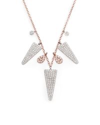 Meira T | Pink Pavé Diamond, 14k Rose & White Gold Charm Necklace | Lyst