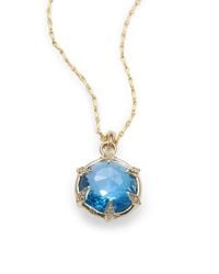 Mizuki | Metallic Blue Topaz Diamond 14k Gold Pendant Necklace | Lyst