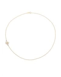Mizuki | Metallic Diamond & 14k Yellow Gold Side Sunburst Necklace | Lyst