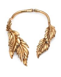 Oscar de la Renta | Metallic Fluted Leaf Necklace | Lyst