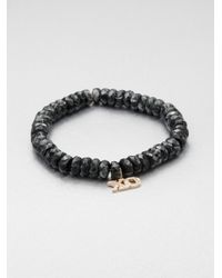 Sydney Evan | Black Diamond, Zebra Jade & 14k Rose Gold Xo Beaded Stretch Bracelet | Lyst