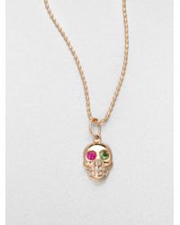 Sydney Evan | Metallic 14k Gold Skull Pendant Necklace | Lyst