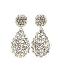 Oscar de la renta Silver Crystal Earrings in Metallic | Lyst