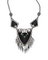 Alexis Bittar | Metallic Black Onyx Marcasite and Lucite Fringe Necklace | Lyst