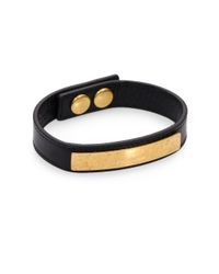 Saint Laurent | Metallic Signature Plaque Leather Bracelet/goldtone | Lyst